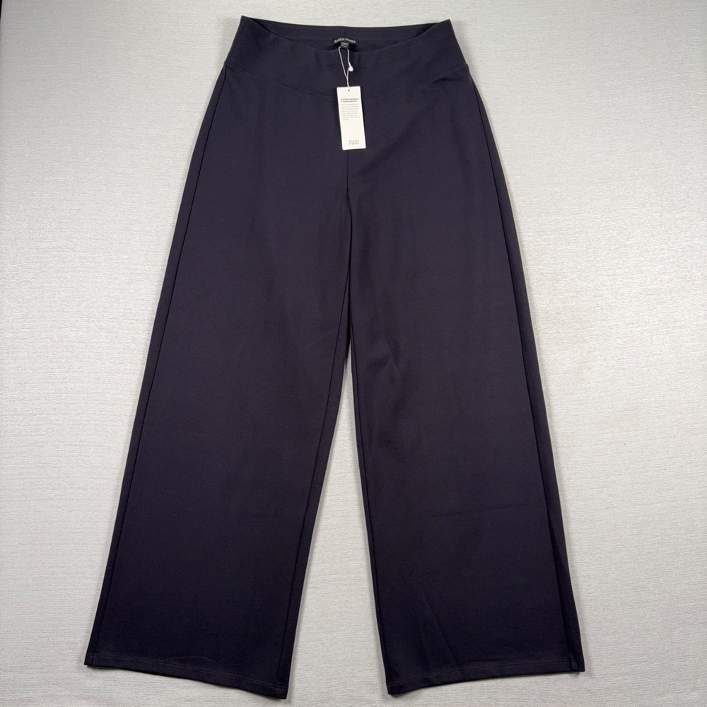 Eileen Fisher Washable Flex Ponte Wide-Leg Pant Womens Size PM Nocturne NEW